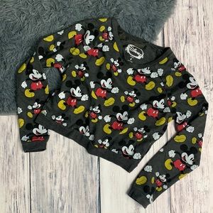 Disney Mickey Mouse Pattern Crop Sweatshirt
